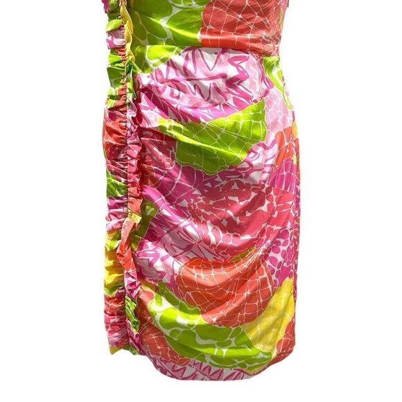 Lilly Pulitzer Julianne One Shoulder Dress Sz 8 Ginger Orange Floral - Picture 3 of 14